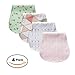 Chunky Chops Baby Burp Cloths 4 pack, 100% Organic Cotton | Large, Triple Layer, Ultra Absorbent & Soft |Burping Rag for Newborn, Gracie Set, Gender Neutral |Baby Shower Gift for Boys & Girls