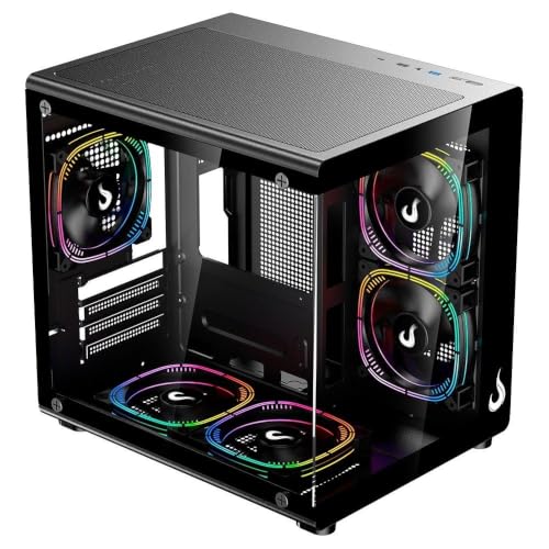 Gabinete Gamer Rise Mode Galaxy Glass X Mini, M-ATX, Lateral e Frontal em Vidro Temperado, Preto - RM-GA-GGXN-FB