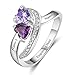 Diamondido Personalized Name Rings 2 Simulated Birthstones Promise Rings for Women Couple Engagement Rings Band