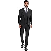 Men's 3 Piece Slim Fit Suit Set One-Button Tuxedo Jacket Vest & Pants for Wedding Prom Business