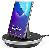 Encased Desktop Charging Stand for USB-C Phone and Tablets, Adjustable Case-Friendly Dock Station Charger, Super Fast Charge Compatible (Wired Type-C)
