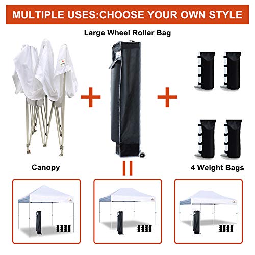 Keymaya 10x10 Ez Pop Up Canopy Tent Commercial Instant Shelter with 4 Removable sidewalls Bonus Weight Bag 4-pc Pack (Burgundy) - Thumbnail 5