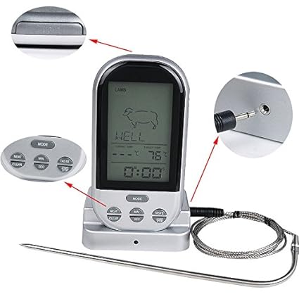 Albio LCD Wireless Timer Digital Cooking Thermometer for Barbecue BBQ Roast Kitchen Tool