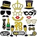 2021 New Years Photo Booth Props Kit(25Pcs), Konsait Funny New Years Eve Party Photo Booth with Stick for Adult Kids Women Man Party Accessories for 2021 New Year Party Decor Decoration Favor Supplies
