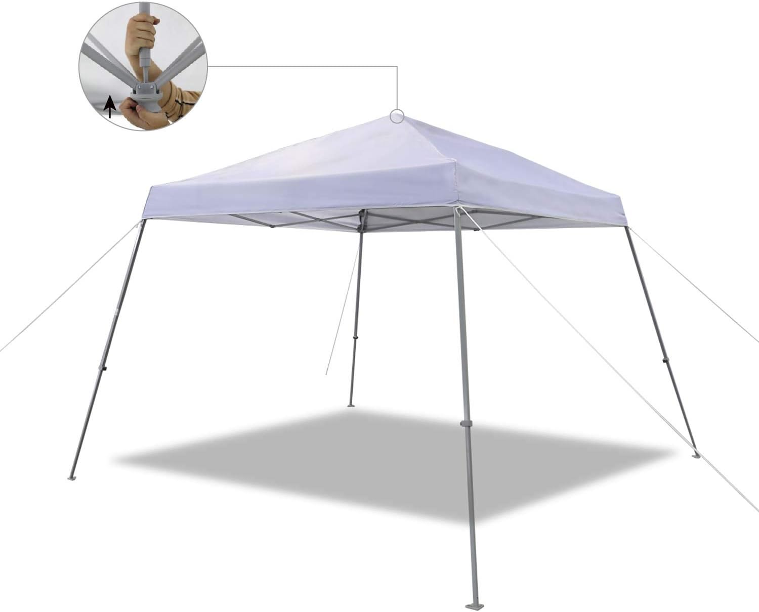 AmazonBasics Outdoor One-push Pop Up Canopy, 8ft x 8ft Top Slant Leg with Wheeled Carry, White