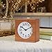 Baban Alarm Clock Square Handmade Creative Classic Small Wooden Mute Lazy Bedside Clock with Night Light Sapele
