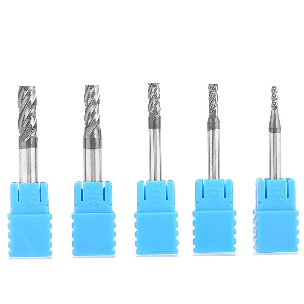 5pcs Tungsten Carbide End Mill 4-flute Milling CNC Rotary Burrs Set Cutter Tool End Mill Accessories