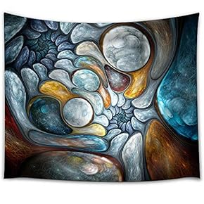 Colorful Glowing Bubbles Fractal, Computer Generated Abstract Background - Fabric Wall Tapestry Home Decor - 51x60 inches