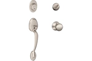 SCHLAGE Plymouth Single Cylinder Handleset and Plymouth Knob, Satin Nickel (F60 PLY 619)