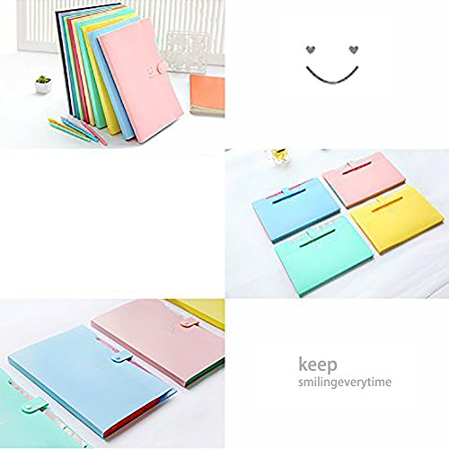 Expandable Letter A4 Paper File Folder 5 Pockets Plastic Folder Document Organizer With Snap Closure for School And Office (Purple) - Thumbnail 5