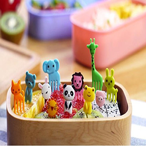 Food Picks - Bento Box Accessories - New Arrival Mini Animal Cartoon Food Fork Fruit Pick Sign Bento Lunches Party Decor Vegetable Tableware Dinnerware 10pcs/Set - Bento Lunch Box For Kids