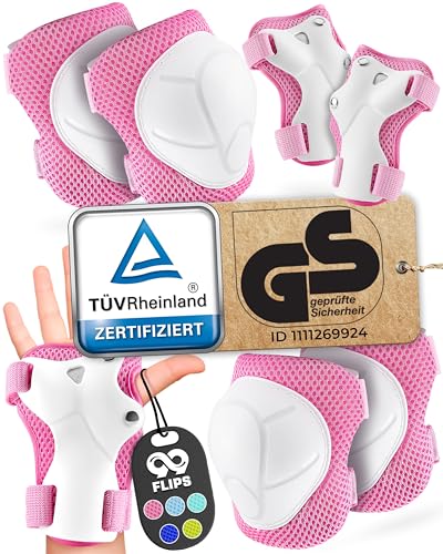 99FLIPS Kinder Knie-, Ellbogen- & Handgelenkschoner Set - FLASH S/M Pink