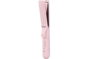 L'ANGE HAIR Le Duo Edge 360° Airflow Titanium Styler Blush | 2-in-1 Flat Iron Straightener & Curling Iron | 1” Wide Titanium Plates with Rounded Corners & Softly Beveled Edges (Blush)
