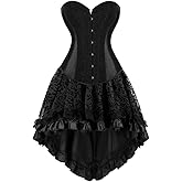 frawirshau Corset Dress Bustier Lingerie Corset Top and Steampunk Skirt Burlesque Costumes for Women Halloween Costume