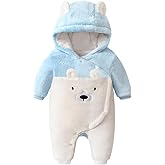 Fairy Baby Newborn Baby Snowsuit Bear Suit Romper Winter Warm Coat Infant Fleece Footie Jumpsuit for Girls Boys 0-18M