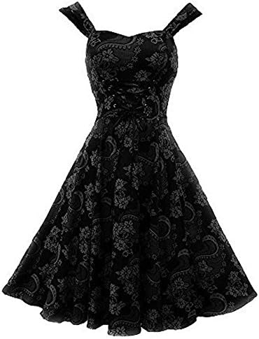 Fumikazu Womens Dresses Lace Up Casual Ladies Classic Retro Corset Style Gothic Sleeveless Dress