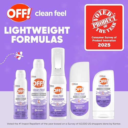OFF! CLEAN FEEL INSECT REPELLENT AEROSOL WITH 20% PICARIDIN, BUG SPRAY WITH LONG LASTING PROTECTION FROM MOSQUITOES, FEELS GOOD ON SKIN, 7.5 OZ