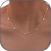 Peraca Cris Gold Bow Necklace for Women Dainty Bow Knot Pendant Simple Choker Silver Chain Charm Jewelry for Birthday Christmas Gifts Dress Accessories