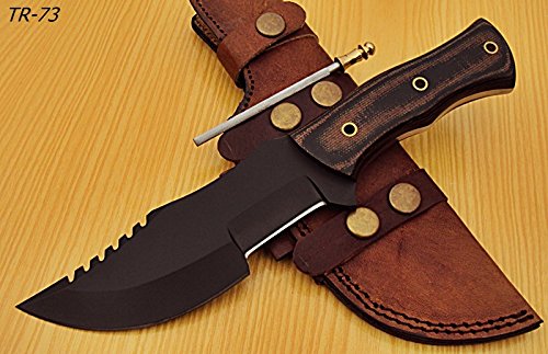 Poshland Knives TR-73 - Powder Carbon Coated Tracker Knife - Stunning Micarta Handle (Best Vintage Draw Knife)