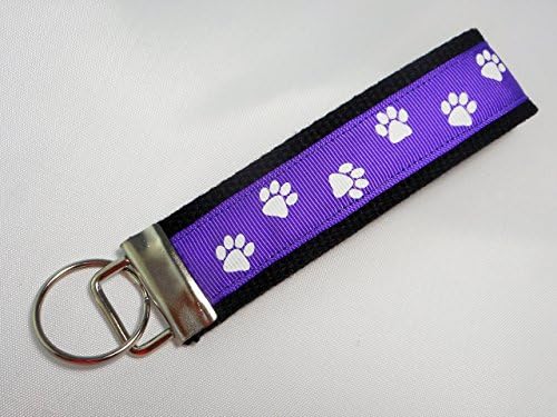 Missy Moo DesignsPaw Print Ribbon Wristlet Key Fob Keychain Purple