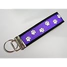 Paw Print Ribbon Wristlet Key Fob Keychain Purple