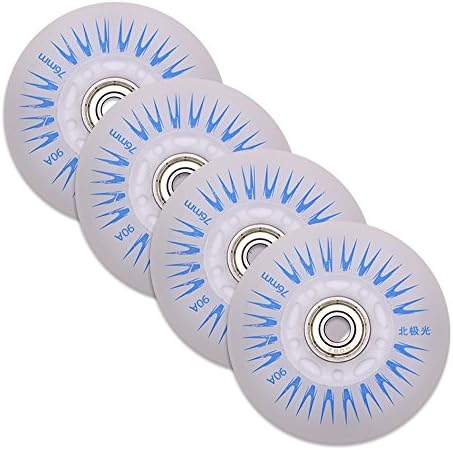 Led Luminous Inline Skates Replacement Wheels Blue Light 90A-(Pack of 4)