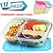 Meal Prep Containers 2 Compartment Lunch Boxes Food Storage Container with Lids,BPA Free Plastic Bento Box Set of 12,Portion Control Divided Cover,Reusable,Microwave Dishwasher Freezer Safe