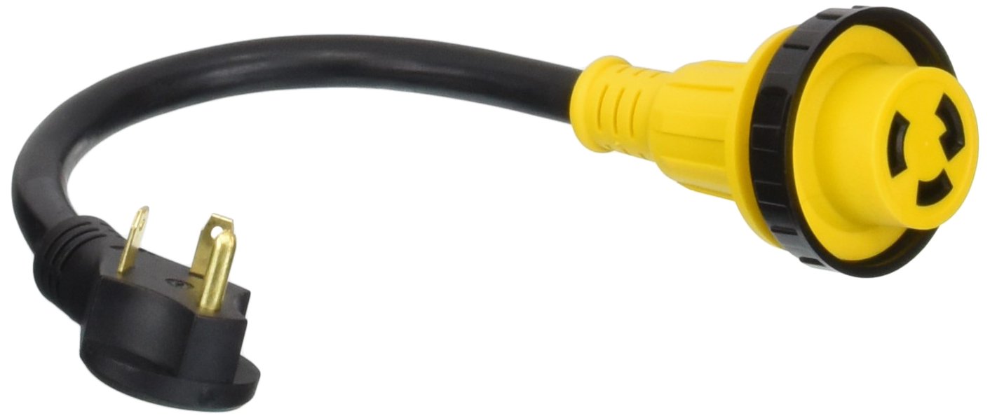 TruePower 18 Inch 30 Amp Male to 30 Amp Female RV Power Extension Cord Locking Adapter