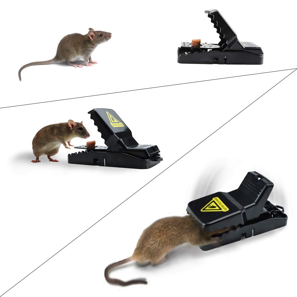 Small Mouse Trap, Reusable Snap Traps That Work with Detachable Bait Cup, Sanitary Safe and Effective Indoor Mouse Catcher Pack of 8