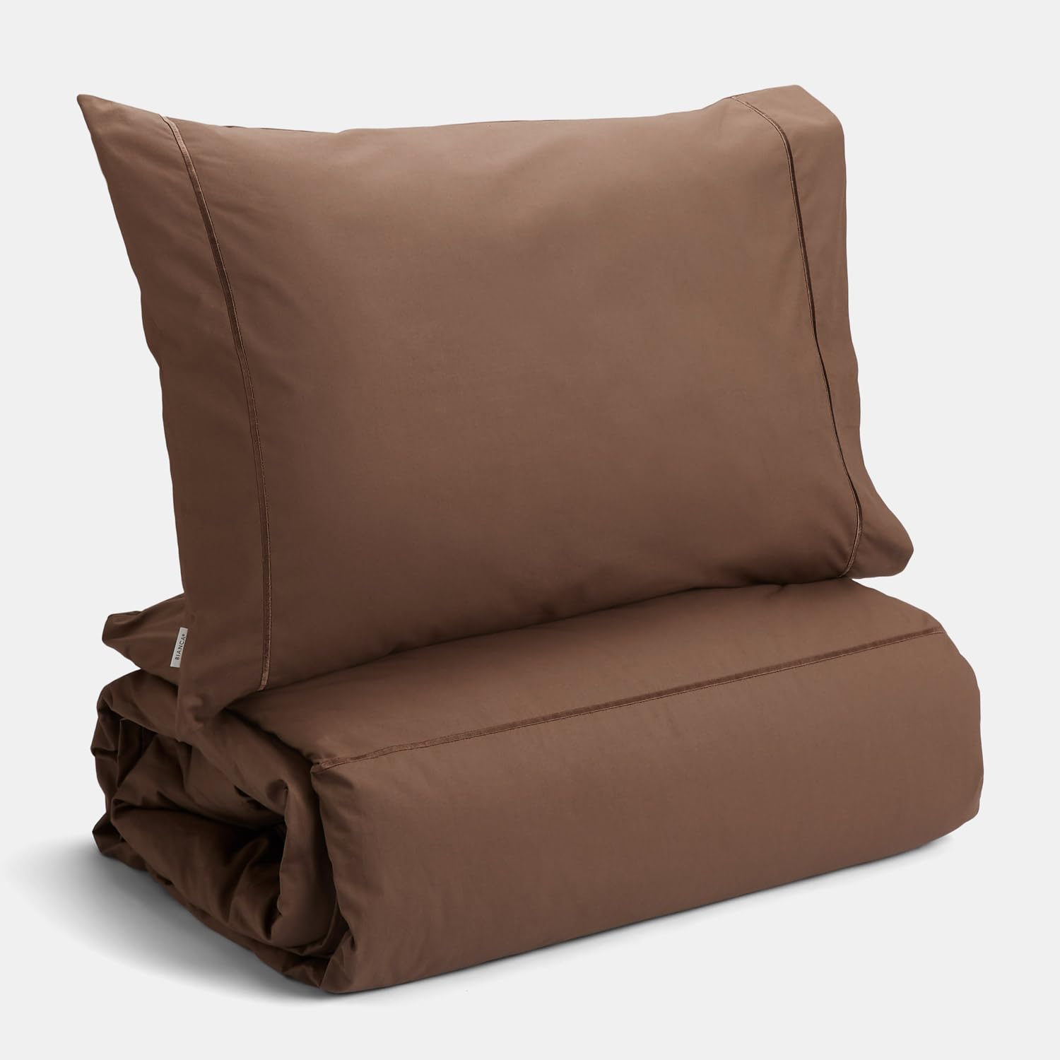 Bianca Plain Dyed Deep Taupe 105cm 100% Cotton Percale Duvet Cover Set