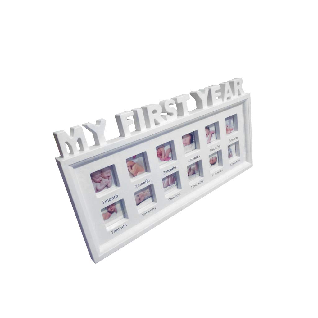 Napravi Rs Accessoires Et Decorations Decoration De La Maison Creative Diy Cadre Photo En Plastique Pour Bebe De 0 A 12 Mois My First Year Blanc