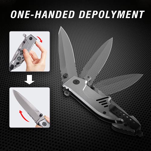 ITOKEY Folding Pocket Knife with Window Glass Breaker, Rope/ Seatbelt