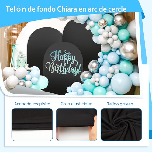 MEKOTRIN 3 Piezas de Fondo Cubierta de de Alta Elasticidad Espesar Fibra de Poliuretano Seda de Leche a Prueba de Decoloración para Fiestas de Boda (Negro, 4FT, 5FT, 6FT)
