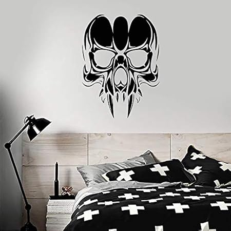 Tianpengyuanshuai Schadel Wandtattoo Teen Schlafzimmer Home Design Dekoration Vinyl Aufkleber Kunst Wandbild 63x84cm Amazon De Kuche Haushalt