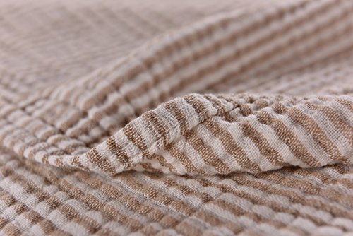 Premium Cotton Blanket - Queen Size,79'X87' Dyes The Jacquard Weave Frivolous Ventilation Design Brown Cozy Blanket for Bed, Couch