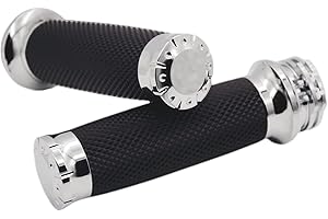HADAXT Motorcycle 1 Inch/25mm Handlebar Grips Universal for Harley Davidson Non-Slip Hand Grip Black Chrome Fit Sportster883 Dyna Touring Road King Electra Glide Softail Cruisers Choppers