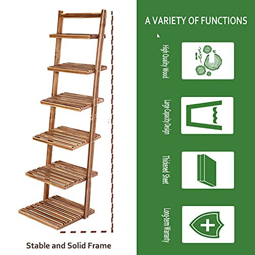 HYNAWIN Book Shelf 6Tier Ladder ShelfPlant Stand Storage Organizer