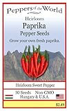 Paprika Chile 30 Seeds - Very Mild Heat - Hungarian Heirloom