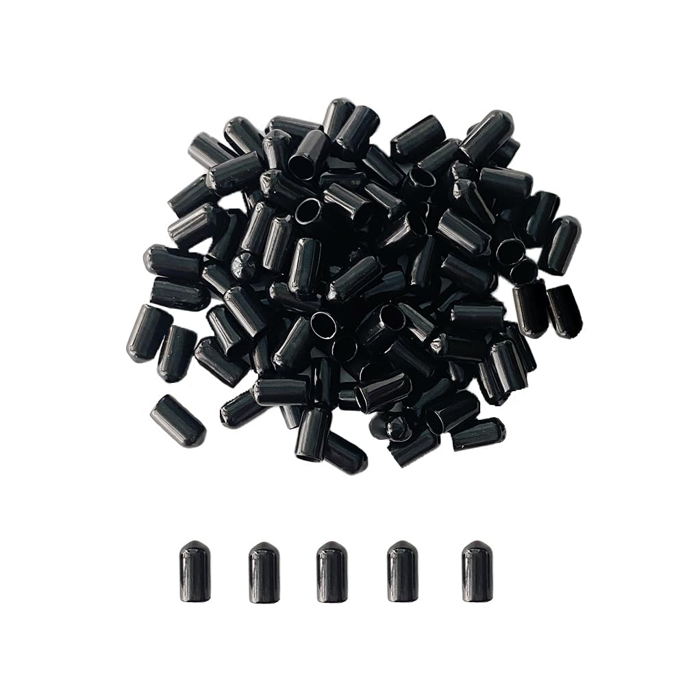 HLIWS 200PCS Round Rubber End Caps, 8MM Flexible Screw Thread Protectors, Black Vinyl Bolt Covers For Protection Of Screws,Tubes,Cables,Wires,Etc — image 1