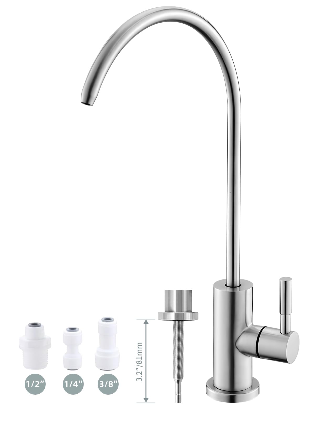 Photo 1 of Drinking Water Faucet,Easy to Install Sink Water Filter Faucet,Lead-Free Reverse Osmosis Faucets for Kitchen Bar Sink,Brushed Nickel SUS304 Stainless Steel(Large)