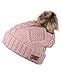 ANGELA & WILLIAM Women's Faux Fur Pompom Fleece Lined Knitted Slouchy Beanie Hat - Rose Pink
