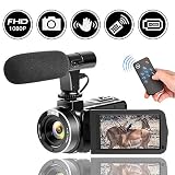 Full HD Camcorder 1080p Digital Camera 30FPS Video Camera for YouTube Vlogging Camera with Microphone and Remoter