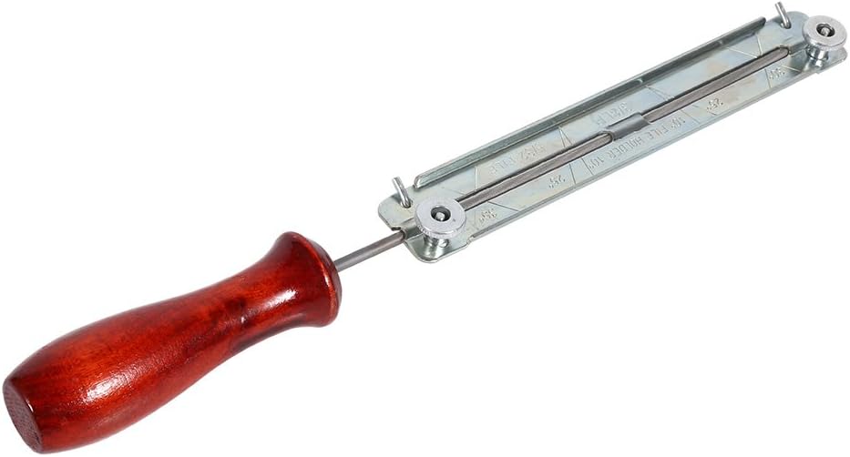 Chain Saw Sharpening File Set, Round Gauge File Handle Chainsaw Tool File Holder Sharpener with Wooden Handle (4.0mm) - Image 5
