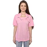 Inspired Comforts Women's Chemotherapy Port Access Half Sleeve Shirt with Dual Zip Access |100% Cotton