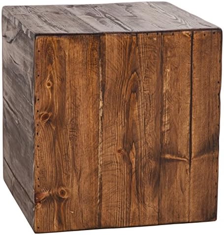 USA-Made Rustic Walnut Cube Accent Stool/Side Table
