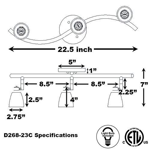 Direct-Lighting 3 Lights Adjustable Track Lighting Kit - Dark Bronze Finish - Amber Glass Track Heads - GU10 Bulbs Included. D268-23C-DB-AMS (Renewed)