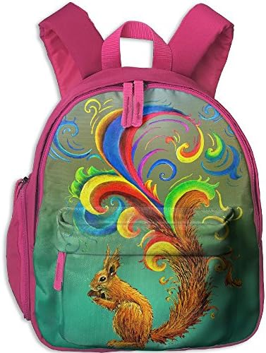 Rainbow Psychedelic Squirrel Smart Travel Shoulder Bags Handbag Pink With Adjustable Shoulder Strap For Elementary School Students