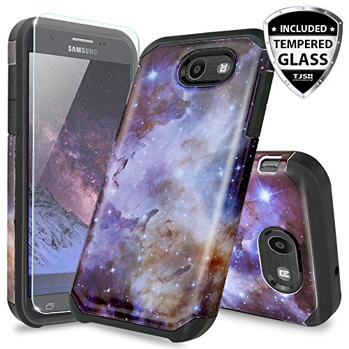 Galaxy J3 Emerge Case, J3 Prime Case, Amp Prime 2 Case, Express Prime 2 Case, Sol 2 Case, J3 Mission Case, J3 Eclipse Case, TJS [Tempered Glass Screen Protector] Hybrid Shockproof Case (Stardust)