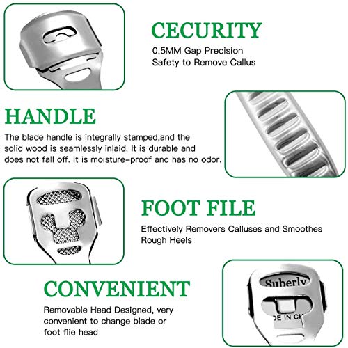 Foot Callus Remover, 12Pcs Stainless Steel Pedicure Rasp Foot Files Scraper Hard Skin Feet Callus Shaver Kit with Case, Foot Care Tool