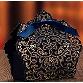 lucky star 50x Laser Cut Wedding Favor Boxes Candy Boxes Birthday Party Favor Boxes Baby Shower Chocolate Gift Boxes (Navy Blue)